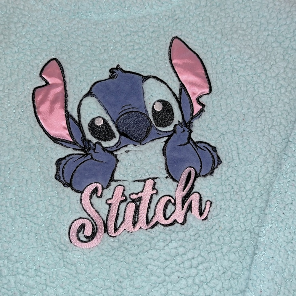 Aqua and Navy Stitch Faux Fur Fleece Pajama Set - Picture 3 of 6
